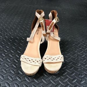 New Target Cream Crochet Wedge Sandals